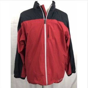 New Balance Red Black Full Zip Windbreaker Jacket.